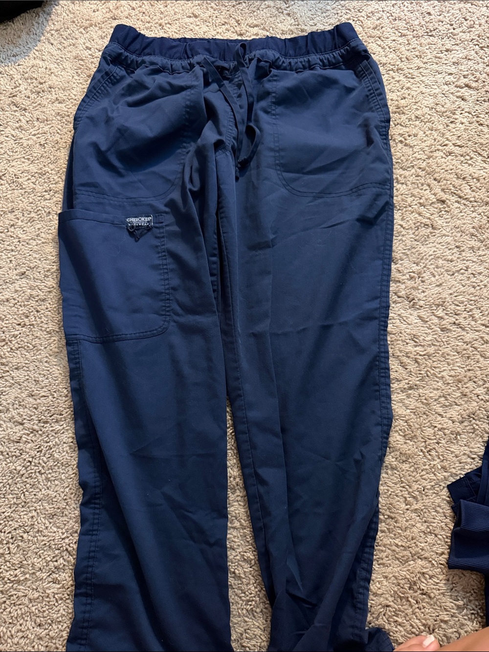 Cherokee Navy Drawstring Jogger Scrub Pants